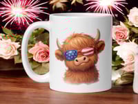 Image 1 of Liberty Looks Good on Me Highland Cow Patriotic Coffee Mug