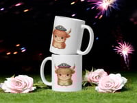 Image 2 of Cozy Colonial Highland Cow 1776 Patriotic Farmhouse Mug