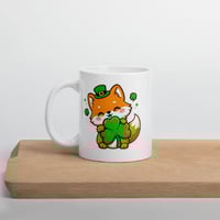 Image 3 of Kawaii Fox Four Leaf Clover Mug – St. Patrick’s Day Coffee Cup