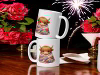 Image 2 of Stars Stripes and Snuggles Highland Cow Patriotic Coffee Mug