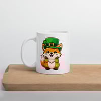 Image 3 of Kawaii Leprechaun Fox Mug, St. Patrick's Day Ceramic Coffee Cup
