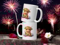 Image 2 of Americute Highland Cow Mug Kawaii Patriotic Farm Coffee Cup