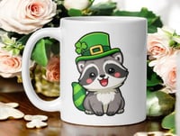 Image 1 of Kawaii Raccoon Leprechaun Mug, St. Patrick's Day Coffee Cup