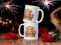 Image 2 of Farm Fresh Freedom Highland Cow Mug Patriotic Farmhouse Coffee Cup
