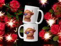 Image 2 of Liberty Looks Good on Me Highland Cow Patriotic Coffee Mug