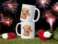 Image 2 of Kawaii Highland Cow 1776 mug patriotic farm girl coffee cup