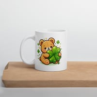 Image 3 of Kawaii Bear Four Leaf Clover Mug: St. Patrick's Day Coffee Cup