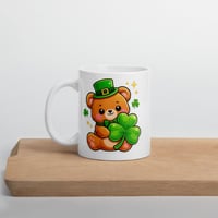 Image 3 of Kawaii Shamrock Bear Mug: St. Patrick's Day Teddy Coffee Cup
