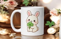 Image 1 of Four Leaf Clover Bunny Mug Lucky St Patricks Cup