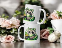 Image 2 of Kawaii Raccoon Pot of Gold Mug: St. Patrick's Day Ceramic Coffee Cup