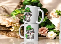 Image 2 of Kawaii Raccoon Leprechaun Mug, St. Patrick's Day Coffee Cup