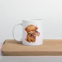 Image 3 of Kawaii Highland Cow 1776 mug patriotic farm girl coffee cup