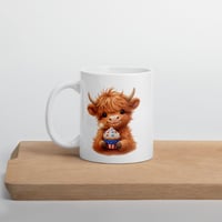 Image 3 of Highland Cow Patriotic Mug: Kawaii Americana Coffee Cup (Ceramic)