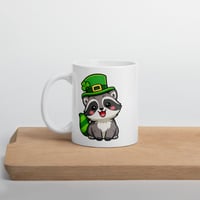 Image 3 of Kawaii Raccoon Leprechaun Mug, St. Patrick's Day Coffee Cup
