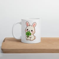 Image 3 of Four Leaf Clover Bunny Mug Lucky St Patricks Cup