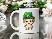 Image 1 of Kawaii Dog Leprechaun Hat Mug – St. Patrick’s Day Coffee Cup