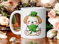 Image 1 of Kawaii Puppy Shamrock Mug: St. Patrick's Day Dog Lover Coffee Cup