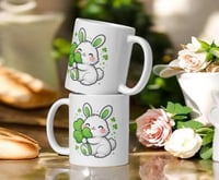 Image 2 of Kawaii Shamrock Bunny Ceramic Mug: St. Patrick's Day Coffee Cup
