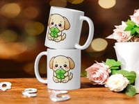 Image 2 of Four Leaf Clover Puppy Mug Lucky St Patricks Cup