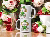 Image 2 of Kawaii Puppy Shamrock Mug: St. Patrick's Day Dog Lover Coffee Cup