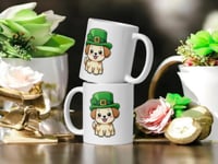 Image 2 of Kawaii Dog Leprechaun Hat Mug – St. Patrick’s Day Coffee Cup