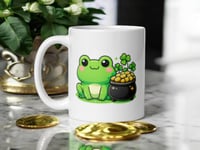 Image 1 of Pot of Gold Frog Mug Kawaii St Patricks Coffee Cup