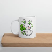 Image 3 of Kawaii Shamrock Bunny Ceramic Mug: St. Patrick's Day Coffee Cup