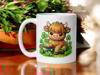 Image 1 of Highland Cow Pot of Gold St. Patrick's Day Ceramic Mug