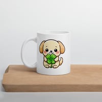 Image 3 of Four Leaf Clover Puppy Mug Lucky St Patricks Cup