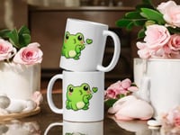 Image 2 of Lucky Kiss Frog Mug Kawaii St Patricks Coffee Cup Gift
