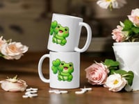 Image 2 of Kawaii Frog Shamrock Mug: St. Patrick's Day Coffee Cup