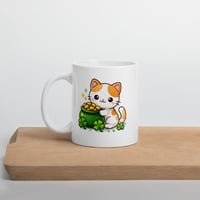 Image 3 of Kawaii Cat Pot of Gold Mug, St. Patrick's Day Ceramic Coffee Cup