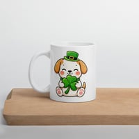 Image 3 of Kawaii Puppy Shamrock Mug: St. Patrick's Day Dog Lover Coffee Cup