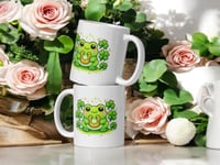 Image 2 of Kawaii Frog Lucky Horseshoe Mug – St. Patrick's Day Ceramic Coffee Cup