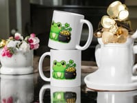Image 2 of Pot of Gold Frog Mug Kawaii St Patricks Coffee Cup