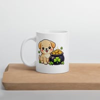 Image 3 of Kawaii Puppy Pot of Gold Mug: St. Patrick's Day Ceramic Coffee Cup