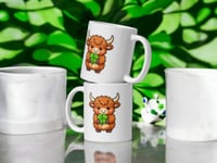 Image 2 of Four Leaf Clover Cow Mug Lucky Highland Coffee Cup