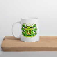 Image 3 of Kawaii Frog Lucky Horseshoe Mug – St. Patrick's Day Ceramic Coffee Cup