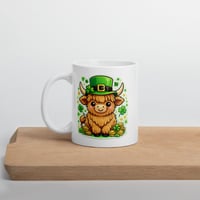 Image 3 of St Patricks Highland Cow Mug Leprechaun Hat Coffee Cup