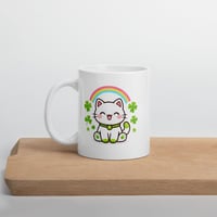 Image 3 of Rainbow Lucky Cat Ceramic Mug – St. Patrick’s Day Coffee Cup