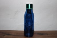 Image 2 of Starbucks Cobalt Blue Siren Recycled Glass Water Bottle 20oz w Cap EUC Scratches