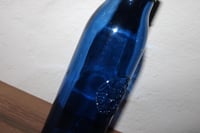Image 3 of Starbucks Cobalt Blue Siren Recycled Glass Water Bottle 20oz w Cap EUC Scratches