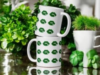 Image 2 of St Patrick’s Day Kiss Mug Green Lips Pattern Irish Coffee Cup 11 oz