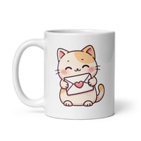 Image 3 of Love Letter Cat Valentine Mug Kawaii Coffee Cup Gift