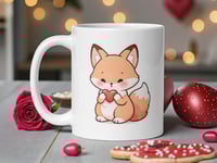 Image 1 of Kawaii Fox Valentine Mug, Coffee Cup Gift