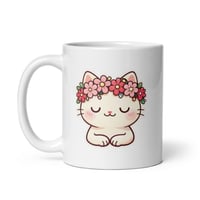 Image 3 of Kawaii Cat Mug: Valentine Flower Crown Coffee Cup