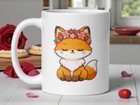 Image 1 of Kawaii Fox Mug with Flower Crown - Valentine Coffee Cup