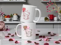 Image 2 of Kawaii Cat Mug, Heart Balloon - Valentine's Day Gift