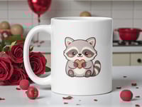 Image 1 of Kawaii Raccoon Valentine Mug, Coffee Cup Gift