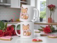 Image 2 of Kawaii Fox Valentine Mug, Coffee Cup Gift